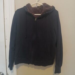 Uniqlo Faux Fur Lined Zip Up Hoodie